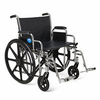 Medline Excel Extra-Wide Wheelchair, 22" Wide Seat, Desk-Length Removable Arms, Swing Away Footrests, Chrome Frame