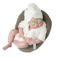 Newborn Baby Photography Photo Props Boy Girl Costume Bathrobes Bath Towel Blanket Photo Shoot (White)