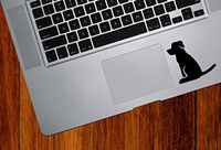 Yadda-Yadda Design Co. Dog Sitting - Trackpad/Keyboard - Vinyl Decal Copyright (2.5" w x 2.5" h) (Black)
