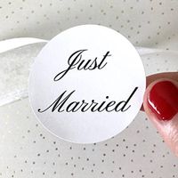 Sweet Thymes 40 Just Married Stickers | Favor Bag Circle Round Label Wedding Envelope Seal Thank You Gift Bag Cards Package Goodie Candy Treat Bag