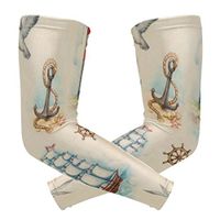 LEVEIS Blue Marine Anchors Nautical Arm Sleeves UV Protection for Men Women Sunblock Protective Gloves Running Golf Cycling Driving Long Arm Cover 1 Pair