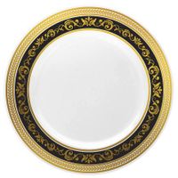 Posh Setting Royal Collection Combo Pack China Look White, Gold/Black Plastic Plates (Includes 1 Pack of 7.25" Salad Plates A total of 10 plates) Fancy Disposable Dinnerware
