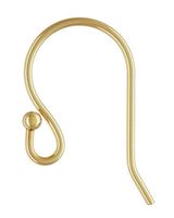 100pcs Hypoallergenic Ear Wire Ball Dot French Earring Hooks 20mm Dangle Earwire Connectors (wire ~0.9mm, Strong) Gold Plated Brass Earrings Making CF239