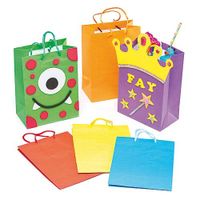 Baker Ross colored Party Gift Bags Value Pack ⁠— Creative Art Supplies for Kids to Decorate for Birthday, Gift Wrap, and Party Treats or Loot (Pack of 6)