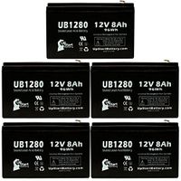 5 Pack Replacement for Minuteman E3000RMT2U Battery - Replacement UB1280 Universal Sealed Lead Acid Battery (12V, 8Ah, 8000mAh, F1 Terminal, AGM, SLA) - Includes 10 F1 to F2 Terminal Adapters