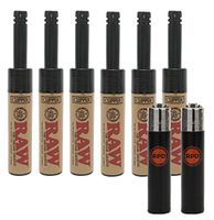 Clipper RAW Mini Tube Utility Lighter"Black Tops" (3 Pack), Clipper Lighter Rolling Paper Depot Design (2 Pack)- 5 Item Bundle