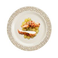 Disposable Plastic Plates | Premium Quality Ivory & Gold Dinnerware With Golden Lace Rim | Excellent for Weddings, Baby & Bridal Showers, Parties & More | Heavy Duty 9 Inches Plate | 40 Count