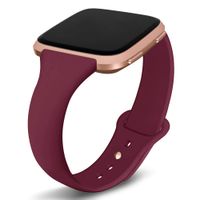 Kmasic Compatible Fitbit Versa Bands, Narrow Slim Soft Silicone Small Replacement Wristband for Fitbit Versa/Versa Lite Edition Women Men (Wine Red with Rose Gold Button, Large)