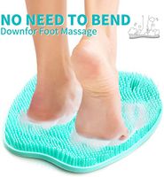 Shower Foot Scrubber with Non Slip Suction Cups-Massager Mat Foot Cleaner with Soft & Firm Bristles for Cleaning Feet,Exfoliation, Acupressure and Improving Foot Circulation-2pack