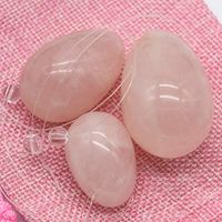 RODEREK Drilled Natural Rose Crystal Eggs Rose Quartz Eggs Massage Stone Yoni Eggs Train Pelvic Muscles Kegel ExerciseRose Quartz Kegel Eggs Set