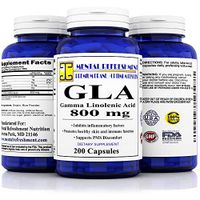 Pure GLA Oil - Gamma Linolenic Acid - Concentrated Emulsified Dry - 800mg per Serving - Best Value, Max Strength, All Natural - Supports Smooth & Healthy Skin and Hormonal Balance.