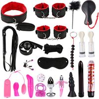 Yunestry 23PCS/Set Leather Nylon Plush BDSM Bondage Toy Flirt - Amal Plug - Body Massage Tools - Massagers Adullt Six Toys Set