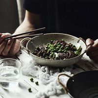 Xuan Yuan Handmade Household Japanese-Style Stoneware Dish disc Fruit Plate Snack Dish Hemp Rope Handle Old Ceramic Tableware - 2 Colors Bowl (Color : White)