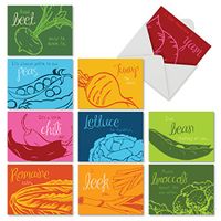 The Best Card Company - 10 Blank Food Note Cards Boxed (4 x 5.12 Inch) - All Occasion Assortment, Bulk Set - Veggie Verses M6589OCB