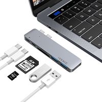 AnyQoo Thunderbolt 3 USB C Hub Type-C Hub Adapter with Pass-Through Charging, 40Gbs Thunderbolt 3, 2 USB 3.0 Ports and SD/TF Card Reader for 13"&15" New MacBook Pro 2016/2017/2018 (Gray)