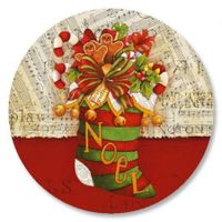 Christmas Stocking Envelope Seals - Set of 144 1-1/2" diameter Self-Adhesive, Flat-Sheet holiday sticker Seals
