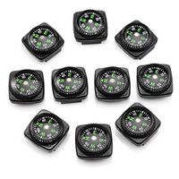 bayite Hard Shell Liquid Filled Button Compass Set for Survival Watch Band Paracord Bracelet Pack of 10