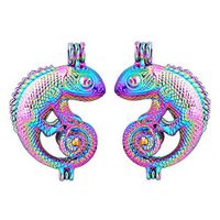 5X Rainbow Color 3D Chameleon Pearl Cage Locket Pendant Essential Oil Diffuser Prom Woman Pretty Bright Cute For gift Lovely Cheap Elegant Jewerly Women
