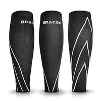Bracoo Compression Shin Splints Leg Sleeves - Men, Women, Cycling, Running, Basketball, Strength Training, Nursing, Maternity and Various Sporting Activities, LE70, White Accent, Large
