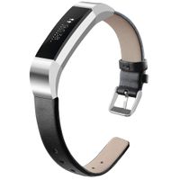 OenFoto Bands Compatible Fitbit Alta/Alta HR/Ace, Adjustable Soft Leather Replacement Band Wristband with Stainless Steel Buckle for Fitbit Alta/Alta HR/Ace, Black