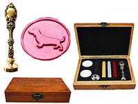 MNYR Dachshund Dog Luxury Wood Box Red Brass Metal Peacock Wedding Invitations Gift Cards Paper Stationary Envelope Seals Custom Logo Wax Seal Sealing Stamp Wax Sticks Melting Spoon Wood Gift Box Kit