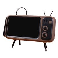 Mini Speaker Retro TV Mobile Phone Screen Stand Bluetooth Speaker with AUX FM BT Optional (Silver-Grey)