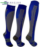 New Generation Compression Socks Best for Men & Women (20-30 mmHg) Graduated Fit for Running, Marathon, Nurses, Flight Travel, Pregnancy - Reduce Lactic Acid (Large, Marathon-4 Under - True Blue)