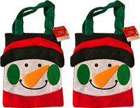 9.25" x 7.25" Christmas Holiday Felt Handmade Santa, Snowman, Penguin Treat Gift Bags (Snowman - 2 Pack)