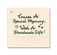 100 Hang Tags Size 2"x2-1/8" Create A Memory Handmade & 100 Cut Strings for Crafts & Gifts. Personalize & Price Your Merchandise. Perforated