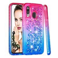 Google Pixel 3a Case, Google Pixel 3a Liquid Sparkle Bling Shiny Clear TPU Quicksand Design Protective Phone Case Cute Women Men Cover Shockproof for Google Pixel 3a Red Blue