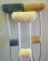 Sheepskin Deluxe Crutch Pad Covers Under arm & Hand Grip Pads Authentic Australian Merino 4 Piece Set (White)