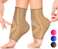 Ankle Compression Socks by SPARTHOS (Pair) - Plantar Fasciitis Ankle Brace with Arch Support - for Men and Women - Foot Sleeves - Relieve Heel Pain Reduce Swelling, Achilles Tendon Treatment (Beige-L)