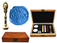 MNYR Fancy Cuttlefish Luxury Wood Box Bronze Metal Peacock Wedding Invitations Gift Cards Paper Stationary Envelope Seals Custom Logo Wax Seal Sealing Stamp Wax Sticks Melting Spoon Wood Gift Box Kit