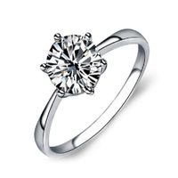 GerTong 1 PCS Luxury Women's Ring Elegant S925 Sterling Silver Round Zircon Crystal Sparkly Rings Anniversary Engagement Ring Jewelry Gifts for Women Lady Girls Size Size 8#