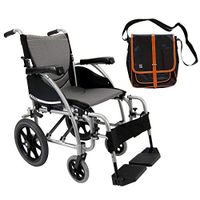 Karman S-Ergo 115 Ergonomic Transport Wheelchair | S-Style Seat Size 16" X 17" | Wire Break & Standard Swing Away Legrest | Frame Color - Pearl Silver & Free Black Bag with Trim!