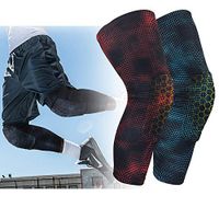 Glumes Sports Knee Support Sleeves Knee Brace (1 Pcs) Breathable Honeycomb for Men & Women Joint Pain Improved Circulation Compression Effective Support Running Jogging Workout Walking (L, Blue)