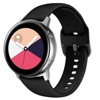 NAHAI Compatible Galaxy Watch Active Band, Soft Silicone Replacement Watch Band Sport Strap Waterproof Wristband Compatible Galaxy Watch Active Smartwatch, Small, Black with Black Button