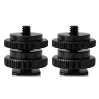TEZONG 1/4" to 3/8" Tripod Mount Screw to Flash Hot Shoe Adapter Monitor bracket for DSLR Camera and Monitor 2PACK