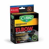 CURAD Tennis Elbow Support with Compression Pad for Tendonitis, Flex Support, Microban Antimicrobial Protection, Universal Fit