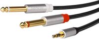 3.5mm 1/8" TRS to Dual 6.35mm 1/4" TS Mono Stereo Y-Cable Splitter Cord for Smartphone, Computer, CD Player, Speakers and Home Systems Amplifier, 3Ft