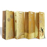 Allgala 12-PC Premium Christmas Printed Gift Bags for Wine Bottle