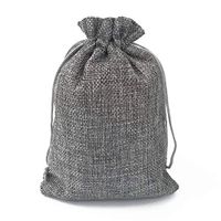 50PCS Burlap Favor Gift Bags with Drawstring and Cotton Lining (17X23CM, 02 Grey)