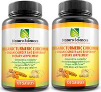 Organic Turmeric Curcumin with BioPerine and Ginger by Naturo Sciences (Two Pack, 240 Capsules)