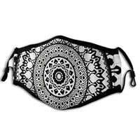 Black White Geometric Round Ethnic Decorative Abstract Face Masks Washable Reusable Safety Masks Protection From Dust Pollen Pet Dander Other Airborne