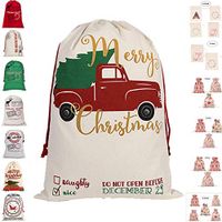 ForrestShop Christmas Bags, Burlap/Canvas Gift Bags, Santa Sacks, Drawstring Gift Bags for Kids | Multiple Sizes & Patterns | Goodie, Favors, Treats, Presents