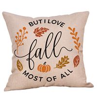Indexshop Fall Quotes Saying Throw Pillow Cover, Thanksgiving Holiday Greetings Pillows Cotton Linen Cushion Case for Sofa Couch 18x18 Inches (A)