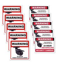 10 Pack - Weather Resistant Vinyl Security Stickers - Home & Business - Theft, Robbery, Vandalism & Shoplifting Prevention/Deterrent - 24 Hour Video Surveillance Stickers - CCTV, DVR, Camera System