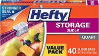 Hefty Slider Storage Bags, Quart, 40 Count