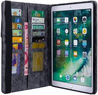 Jennyfly iPad Air 3 Case 10.5" 2019 Case with Built-in Pencil Holder,Auto Sleep Wake Function with Card Slots Typing Viewing Stand PU Leather Protective Cover for 2019 iPad Air 3 10.5 inch - Gray