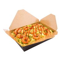 Bio Box 49 oz Rectangle Black Paper #2 Take Out Container - 8 1/2" x 6 1/4" x 2" - 50 count box - Restaurantware